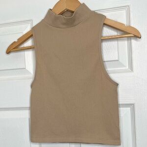 Zara Seamless Mock Neck Crop Tank Top size M-L